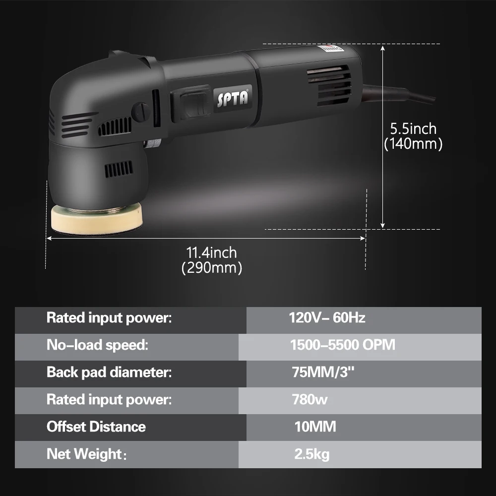 SPTA Orbital Car Polisher 3 In - đánh giá và giá Orbital Polisher Da